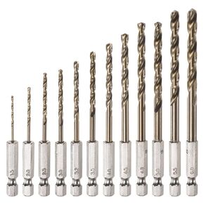 uxcell 12pcs Cobalt Drill Bit Set 12 Sizes 1/9"-1/4" Drilling Dia M35 Twist Drills Hex Shank Bits for Steel, Aluminum, Copper, Soft Alloy Steel, Wood, Plastic