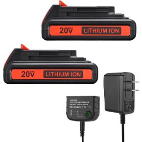 2 Packs 20V 3.6Ah Replacement Battery and Charger for Black and Decker 20v Max,LBXR20 LBX20 LBX4020 Extended Run Time Cordless Power Tools Series,with 16V/20V Multiple Volt Output Battery Charger