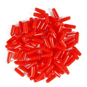 Screw Thread Protectors PVC Rubber Round Tube Bolt Cap Plastic End Cap Cover Inner Dia.6mm Red 100Pcs