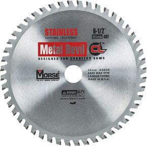 MK Morse M.K Morse CSM6504820CLSSC Metal Devil NXT Circular Saw Blade, 6-1/2-Inch Diameter, 20mm Arbor, 48 Teeth, Stainless Steel