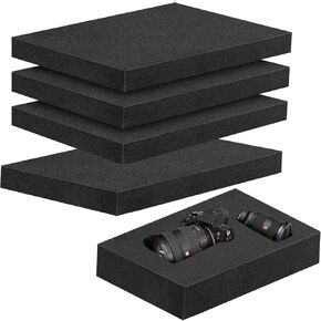 3 Pcs 16 x 12 x 2 Inches Foam Inserts for Cases - Polyurethane Foam Packing Foam Black Craft Foam Sheets for Packing Padding 2 Inch Thick for Camera Toolbox Storage