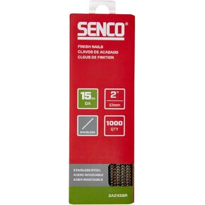 SENCO DA21EGBR 2" 15 Gauge Angled Finish Nails, Stainless Steel Finish 1,000 Count Pack
