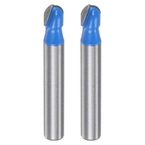 2pcs Router Bit Core Box 1/4 Shank 1/4 Inch Cutting Dia. Round Nose Router Bit 2 Flutes Carbide Cove Box Cutter for Carpentry Woodworking Milling Cutter Tool