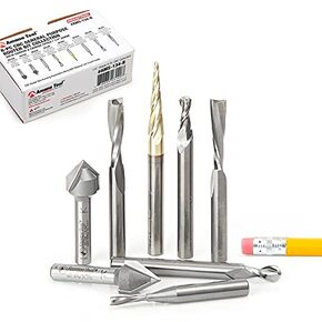 Amana Tool - AMS-134 8-PC General Purpose CNC Router Bit Collection, 1/4" Shank
