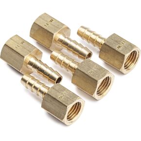 LTWFITTING LF Brass Fitting Coupler/Adapter 1/4" Hose Barb x 1/4" Female NPT Fuel Gas Water (Pack of 5)