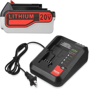 بطارية بديلة من FirstPower متوافقة مع بطارية ليثيوم بلاك اند ديكر 7.5 أمبير 20 فولت بحد أقصى LBXR20-OPE LB20 LBX20 LBX4020 LB2X4020-OPE وقت تشغيل ممتد وشاحن بطارية ليثيوم 20 فولت بحد أقصى in Kuwait