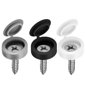 210pcs Screw Caps, Folding Screw Cover Cap, Plastic Hinged Screw Cover Caps, Washer Flip Tops for Covering Screw Heads, Waterproof Screw Protection (Black,White,Grey,Medium)…