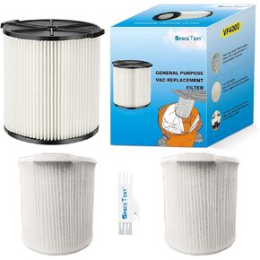 VF4000 1 Pack Replacement Cartridge Filter 72947 compatible with RIDGID most 5 Gallon and Larger Wet/Dry Vacs and 2 pack Reusable Filter Covers To Keep Filters Performing.