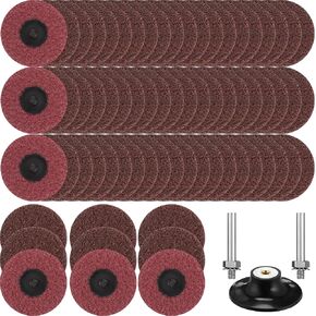 60 Pcs 3 Inch Roll Lock Sanding Discs Surface Conditioning Disc with 1/4" Holder for Die Grinder Surface Polish Burr Rust Paint Removal (Red, Medium Grit)