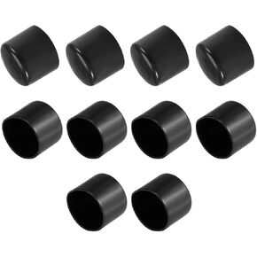 uxcell 10pcs Rubber End Caps 48mm ID Vinyl Vinyl Round End Cap Cover Screw Thread Protectors Black