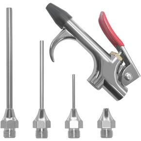 Air Blow Gun Kit Rubber Guard Nozzle,Air Blower Gun, Air Compressor Accessories Dust Cleaning Tool Pneumatic Tools (5 Pieces)