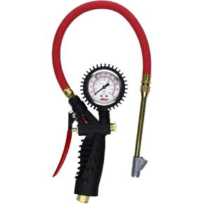 Milton Industries S-577A Milton Pro Analog Pistol Grip Inflator Gauge, Straight' Dual Chuck and 15" Hose, 160 psi