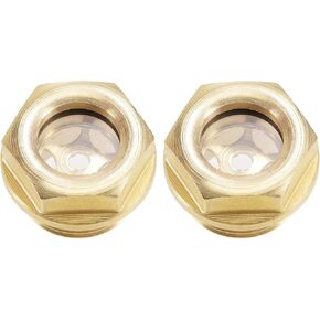 uxcell Oil Liquid Level Gauge Sight Glass G3/4 Male Threaded Brass Air Compressor Fittings with O-Ring, Yellow 2Pcs