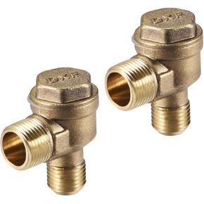 uxcell Air Compressor Check Valve 90 Degree Male Threaded Brass Connector PT3/8 x M14x1.5 2Pcs