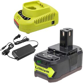 5.0Ah 18V Battery and Charger Combo for Ryobi 18V Battery P102 P103 P104 P105 P107 P108 P109 Cordless Tool Battery, with a P118B Charger for Ryobi 18V Battery Charger