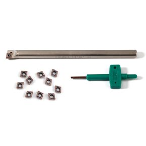 3/8'' x 6" Indexable Boring Bar, Right-Hand Sclcr Turning Tool Holder with 10 Pcs Indexable Carbide Turning Inserts CCMT060204(CCMT21.51)