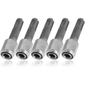 Mesee 5 Pieces SDS-Plus Shank Drill Chuck Adapters SDS PLUS to 1/4" Hex Socket Adapter Converter 1/4 Inch Hex Shank Screwdriver Drill Bit Holder for Electric Hammer Impact Drills