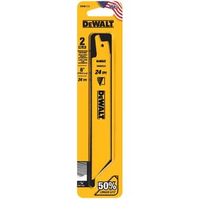 DEWALT Reciprocating Saw Blades, Straight Back, 6-Inch, 24 TPI, 2-Pack (DW4813-2)