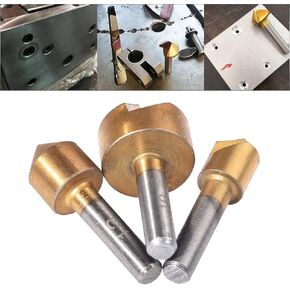 5Pcs Titanium Chamfering Countersink Drill Bit Set - 3/8" 1/2" 3/4" - 10mm 12mm 19mm for Wood Metal Quick Change Drill Bit Set