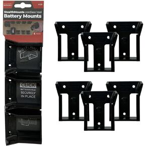 StealthMounts M18 Milwaukee Battery Holder - 6 Pack | Milwaukee M18 Battery Holder | 18V Milwaukee Battery Storage | Milwaukee Battery Mount | Milwaukee Organizer for M18 Batteries | Made in the UK