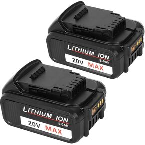KINGTIANLE 5.0Ah 20V Replacement Battery Compatible with Dewalt DCB205 DCB200 DCB207 DCB203 Cordless Power Tools, 2 Pack