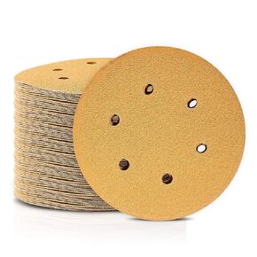 SPEEDWOX 100 Pcs 6 Inches Hook and Loop 6 Hole Sanding Discs 240 Grit Dustless Sandpaper Fit for Random Orbital Sander Yellow Finishing Discs for Automotive Woodworking