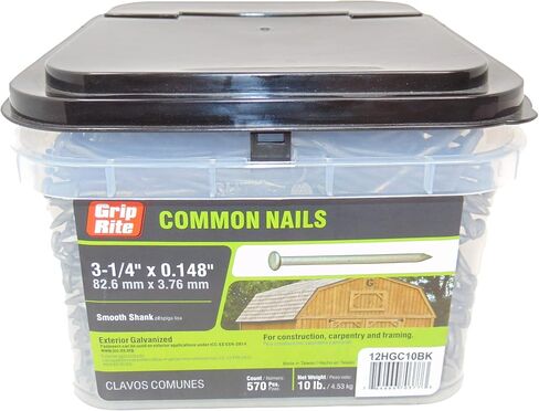 Grip Rite 12HGC10BK 3-1/4-inch by .148 Exterior Galvanized Smooth Shank Bulk Common Nails 570 count, 10lbs. in Saudi Arabia