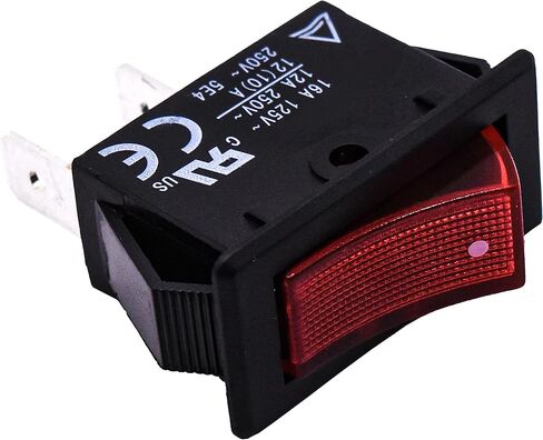 HQRP ON OFF مفتاح الروك الأحمر 2-Prong 16A 125V متوافق مع KEDU HY35B، منشار الحرفي، ضاغط الهواء، مطحنة Grizzly T10875، مطحنة Craftsman CX904، مدرج في قائمة UL in Kuwait