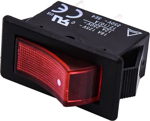 HQRP ON OFF مفتاح الروك الأحمر 2-Prong 16A 125V متوافق مع KEDU HY35B، منشار الحرفي، ضاغط الهواء، مطحنة Grizzly T10875، مطحنة Craftsman CX904، مدرج في قائمة UL in Kuwait