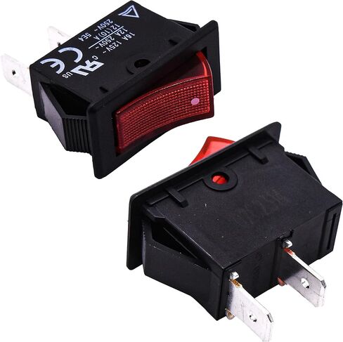HQRP ON OFF مفتاح الروك الأحمر 2-Prong 16A 125V متوافق مع KEDU HY35B، منشار الحرفي، ضاغط الهواء، مطحنة Grizzly T10875، مطحنة Craftsman CX904، مدرج في قائمة UL in Kuwait