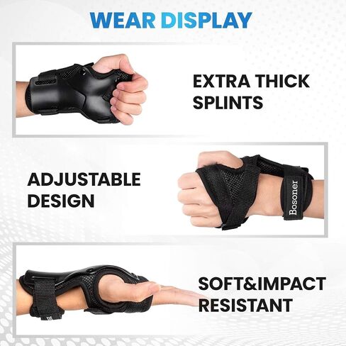 Wrist Guard, BOSONER Wrist Guards for Roller Skating, Skateboarding, Wristsavers Brace Protective Gear for Adults/Kids/Youth (1 Pair) in Kuwait