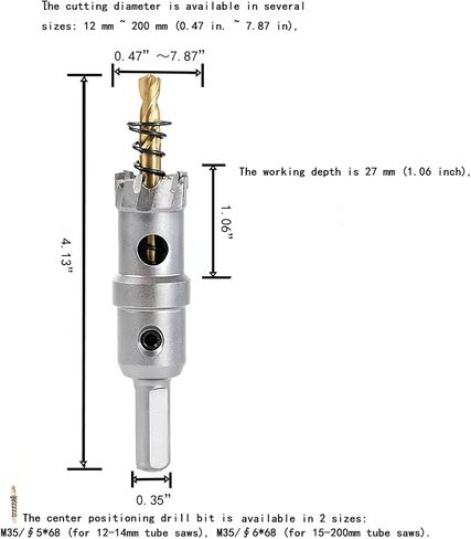 2PCS TCT Hole Saw Kit for Hard Metal, 0.47" (12mm) Tungsten Carbide Tipped Hole Cutter Set with Titanium-Plated Pilot Drill bit for Metal, Stainless Steel, Iron, Wood, Plastic in Saudi Arabia