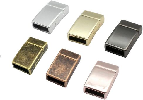 2 Pieces 10mm Flat Stainless Steel Clasps and Closure for Bracelet Making Leather Cord End 10x2.7mm Hole in Kuwait