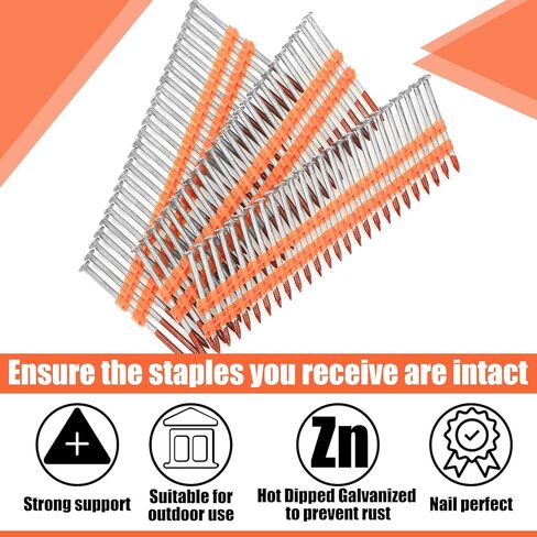 1000 عدد 21 درجة من مسامير التأطير برأس مستدير بالكامل، مسامير تأطير دائرية، ساق، أظافر مجلفنة مغموسة ساخنة، صف بلاستيكي ثابت لجميع الأخشاب المعالجة بالضغط (2-1/2 بوصة × 0.113 بوصة) in Kuwait