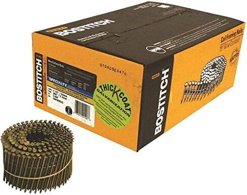 BOSTITCH Siding Nails, Wire Collated Coil, Thickcoat Galvanized, 15-Degree, Ring Shank, 2-1/2-Inch x .090-Inch, 3600-Pack (C8R90BDG) in Saudi Arabia