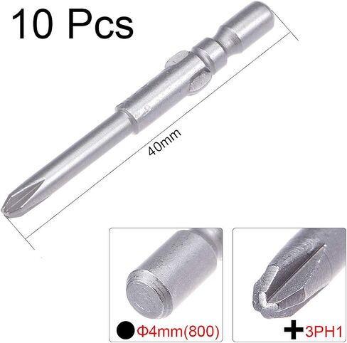 uxcell 10 Pcs 4mm Round Shank 40mm Length 1.2mm Phillips PH00 Magnetic S2 Screwdriver Bits in Saudi Arabia
