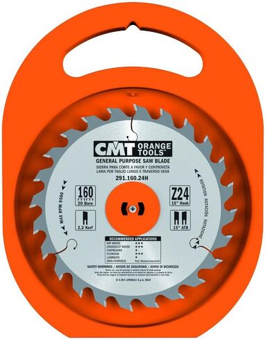 CMT 291.160.24H General Purpose Saw Blade and 160mm 6-5/16-Inch by 24 Teeth 15-Degree ATB with 20mm Bore in Saudi Arabia