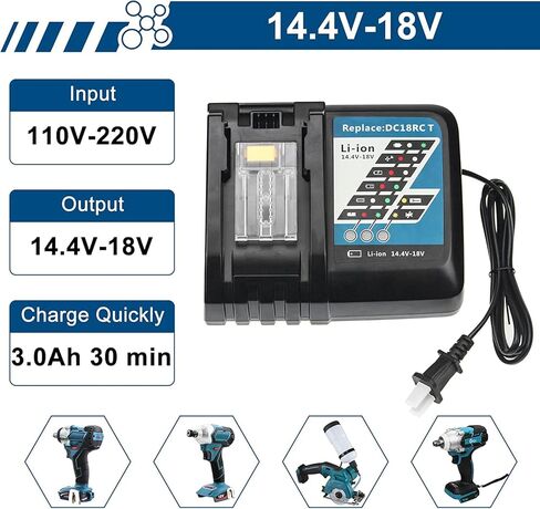 DC18RC 18 فولت 3.0A استبدال شاحن ليثيوم أيون سريع لماكيتا 14.4 فولت و18 فولت LXT بطاريات ليثيوم أيون BL1850 BL1840B BL1820 BL1815 BL1860 BL1430 BL1450 BL1830 شاحن بطارية أداة الحفر in Saudi Arabia