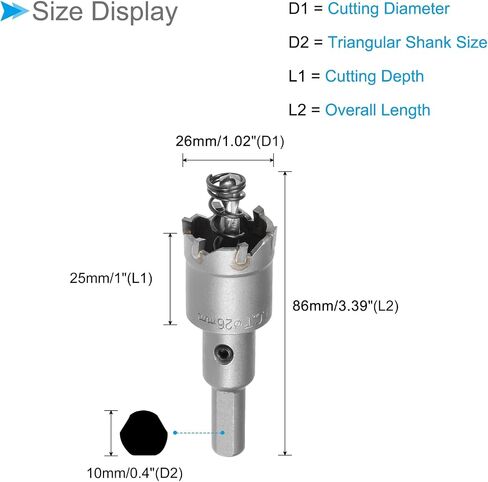 Carbide Hole Saw, 1 Inch/24mm Diameter, Metal Steel Hole Cutters Drill Bits - (Applications: for Metal Wood), 1-Pieces in Saudi Arabia