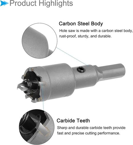 Carbide Hole Saw, 1 Inch/24mm Diameter, Metal Steel Hole Cutters Drill Bits - (Applications: for Metal Wood), 1-Pieces in Saudi Arabia