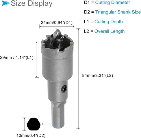 Carbide Hole Saw, 1 Inch/24mm Diameter, Metal Steel Hole Cutters Drill Bits - (Applications: for Metal Wood), 1-Pieces in Saudi Arabia