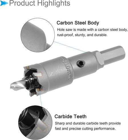 Carbide Hole Saw, 1 Inch/24mm Diameter, Metal Steel Hole Cutters Drill Bits - (Applications: for Metal Wood), 1-Pieces in Saudi Arabia