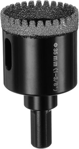 25mm Diamond Hole Saw 3/8" Vacuum Brazed Serrated Dry Diamond Core Drill Bits Tile Holes Opener with Hex Shank for Ceramic Marble Brick Glass Porcelain Quartz Stone, Black in Saudi Arabia