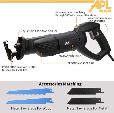 Reciprocating Saw，8.5 Amp Motor,Quickly Cut Depth in Wood and Metal Cutting By 1020W,3/4"(28mm) Stroke Length, 2800SPM and 6" Max. in Saudi Arabia