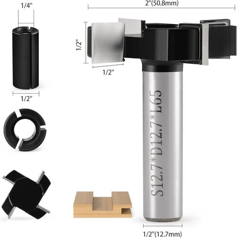 CNC Spoilboard Surfing Router Bit 1/2 بوصة عرقوب، 2 "قطر القطع، 4 أجنحة بلاطة تسطيح جهاز التوجيه، بت تخطيط الخشب، أداة النجارة لقطع الطحن الخشبي in Saudi Arabia