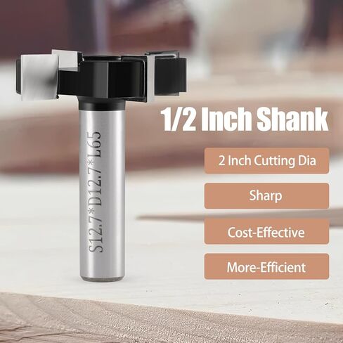 CNC Spoilboard Surfing Router Bit 1/2 بوصة عرقوب، 2 "قطر القطع، 4 أجنحة بلاطة تسطيح جهاز التوجيه، بت تخطيط الخشب، أداة النجارة لقطع الطحن الخشبي in Saudi Arabia