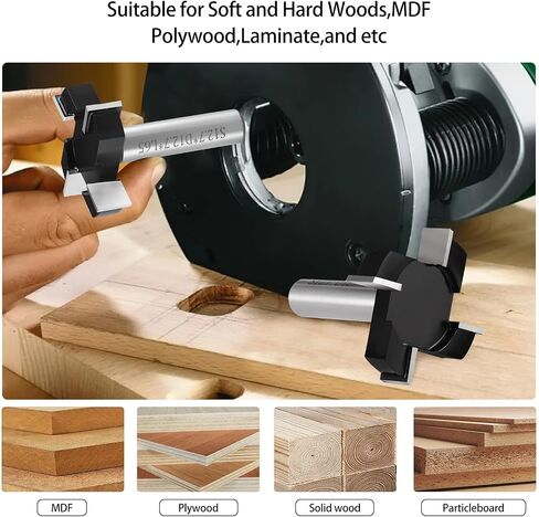 CNC Spoilboard Surfing Router Bit 1/2 بوصة عرقوب، 2 "قطر القطع، 4 أجنحة بلاطة تسطيح جهاز التوجيه، بت تخطيط الخشب، أداة النجارة لقطع الطحن الخشبي in Saudi Arabia