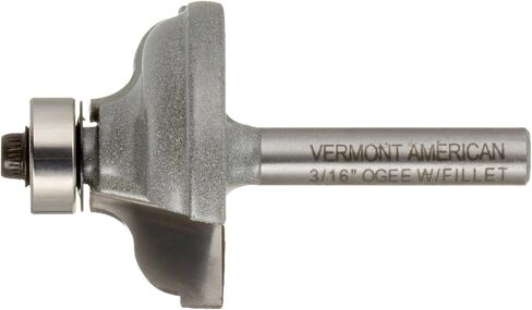 Vermont American 23147 3/16-Inch Radius Carbide Tipped Ogee with Fillet Router Bit, 1/2-Inch Ball Bearing 1/4-Inch Shank in Saudi Arabia