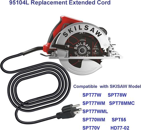 Heavy Gauge Replacement Power Cord Compatible for 95104L SKILSAW Worm Drive Circular Saw SPT77W SPT77WML SPT77WM SPT78W SPT78MMC SPT70V SPT70WM HD77-02, Makita 565056-5, Dewalt DWS535B and More in Saudi Arabia
