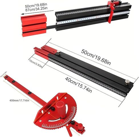 Table Saw Miter Gauge and Aluminum Miter Bar, Standard Slot 3/4'' x 3/8'', 27 Angle Stops Miter Gauge, Works w/Table Saws, Router Table, Band Saw (Gauge-Red) in Saudi Arabia